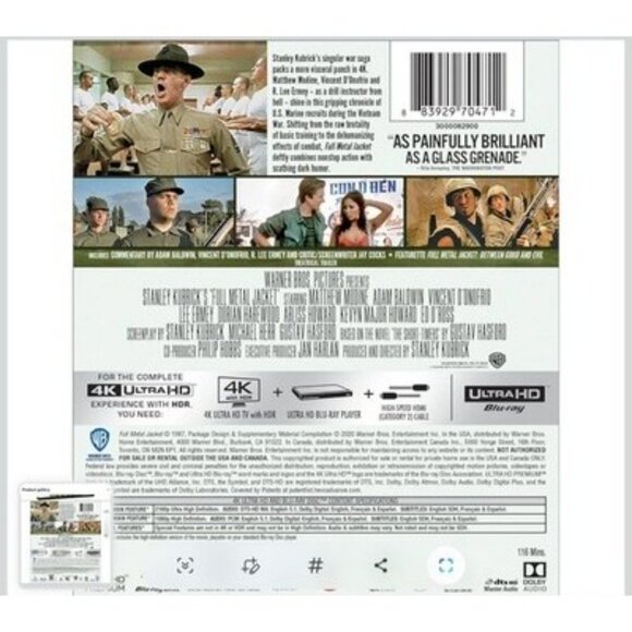 FULL METAL JACKET (4K UHD Blu-ray) Sealed - Picture 3 of 3